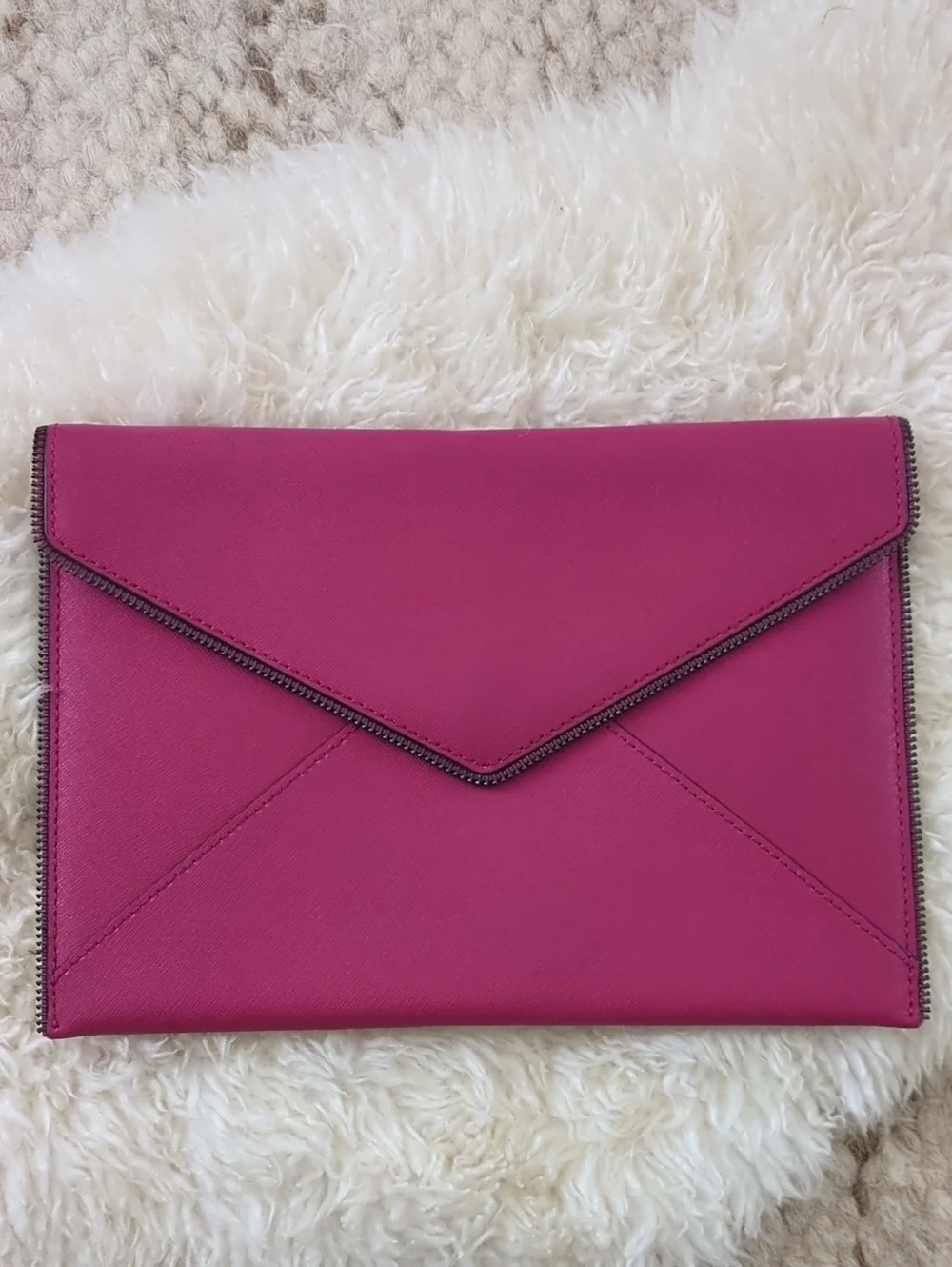 Rebecca Minkoff Large Hot Pink Envelope Clutch NWOT